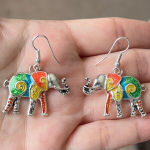 ⚜️🐘 Colorful Elephant Dangle Earrings 🌈